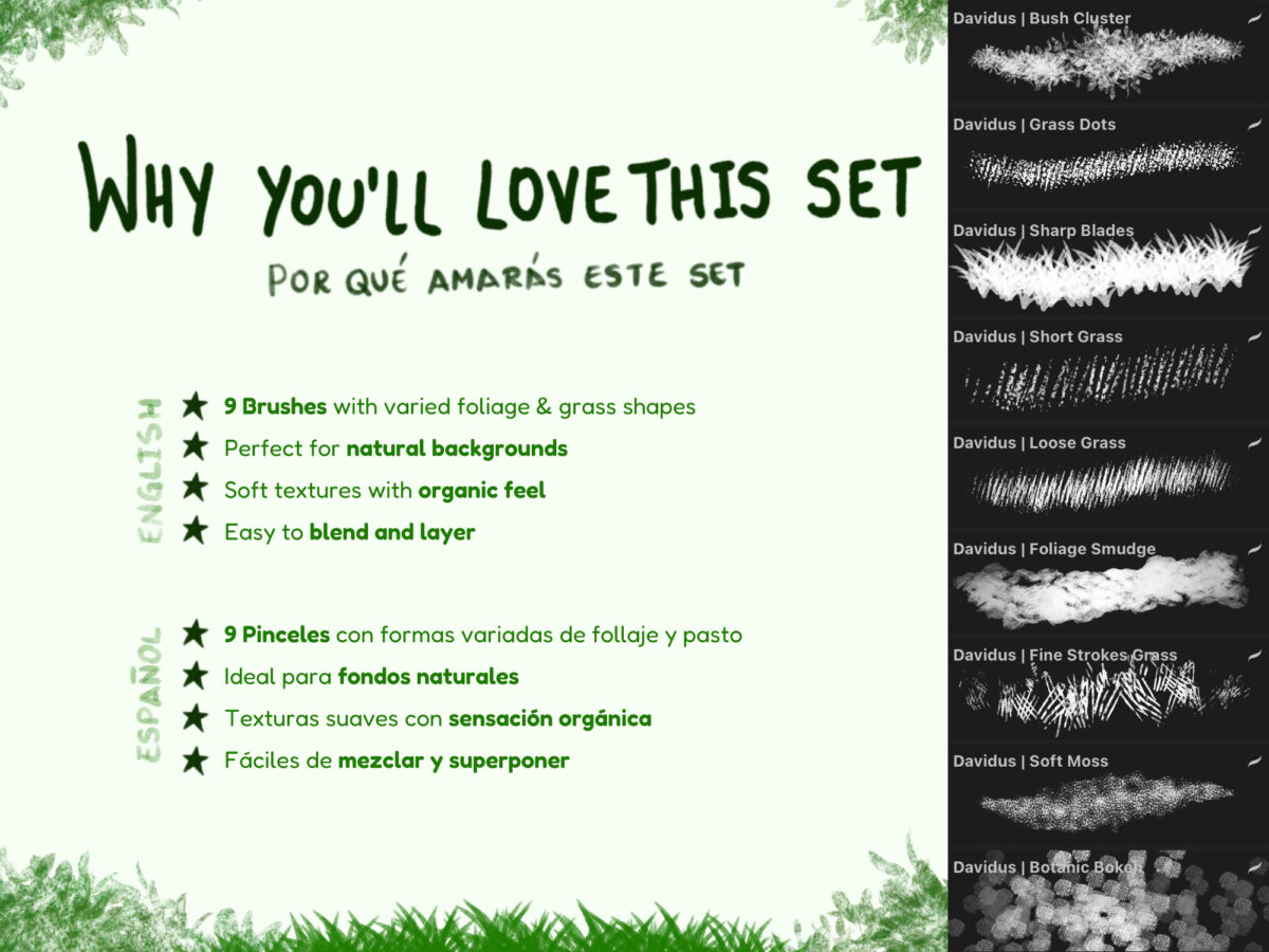 Foliage & Grass Brush Set for Procreate - Realistic Nature Brushes