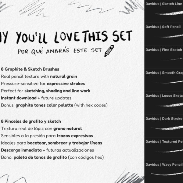 Sketch & Graphite Brush Set for Procreate - Pencil & Shading Brushes