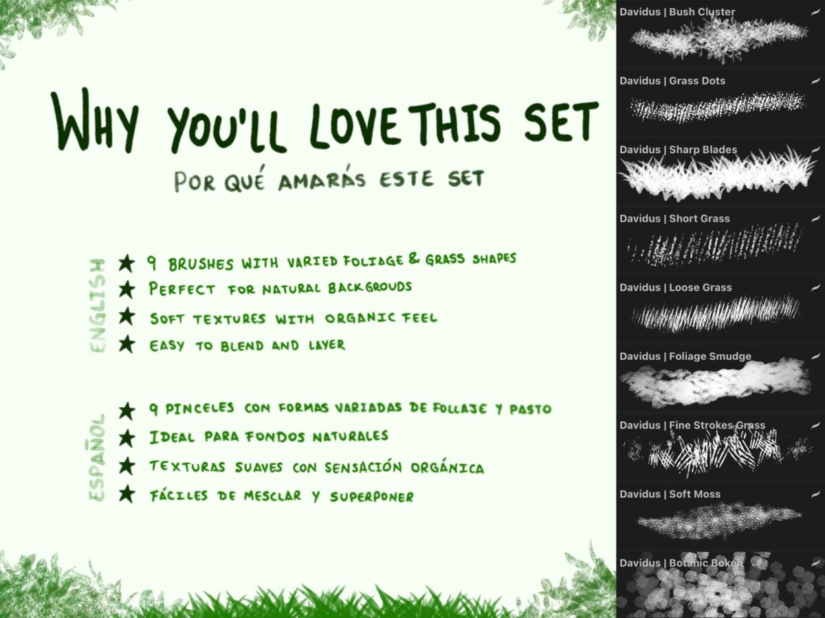 Foliage & Grass Brush Set for Procreate - Realistic Nature Brushes