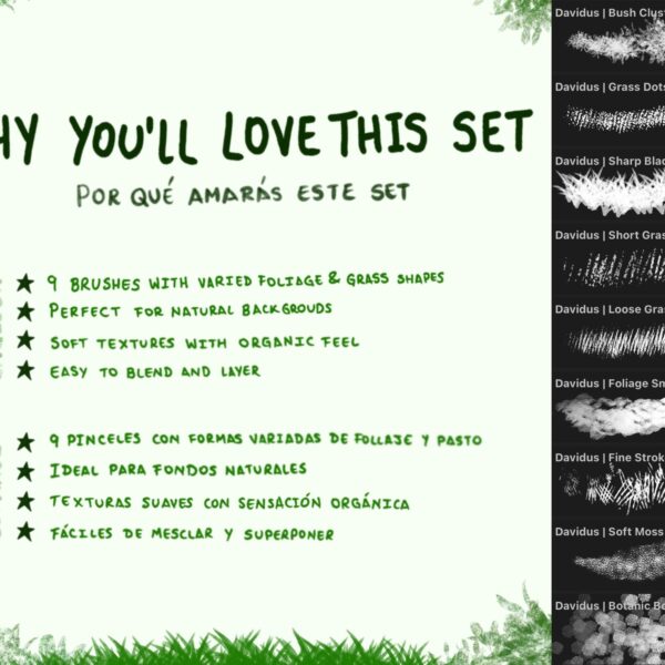 Foliage & Grass Brush Set for Procreate - Realistic Nature Brushes