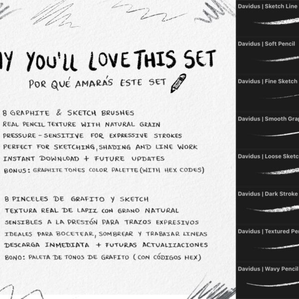 Sketch & Graphite Brush Set for Procreate - Pencil & Shading Brushes